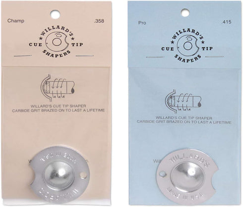 Willards 2-Piece Cue Tip Shaper Set - Nickel Radius .415 inches & Dime Radius .358 inches