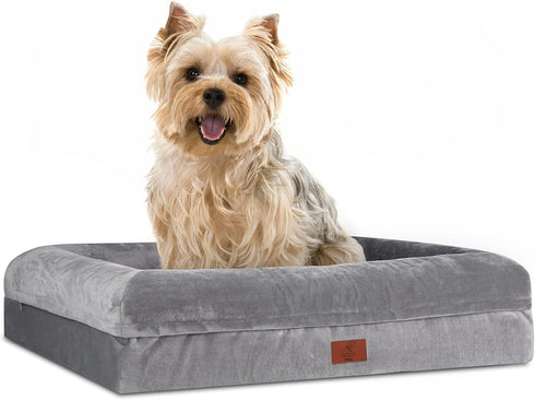 Small Orthopedic Dog Bed with Waterproof Cover, Removable Memory Foam Bolster, Soft Sofa Bed with Nonskid Bottom