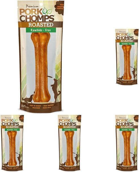 Pork Chomps Roasted Pressed Pork Skin Dog Chew, 7-inch Bone, 1 Count