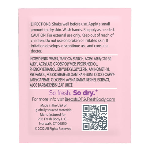 Set 3.4oz .07oz (15 pack) FRESH BREASTS - Anti Chafing Deodorant Lotion to Powder for Women, + On-The-Go Travel Size