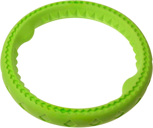 Dog Chewing Ring - Soft Rubber Dental Chewing Toy for Small and Medium Dogs, 10", Green