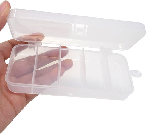 Honbay 2PCS Small Clear Visible Plastic Fishing Tackle Accessory Box, 5x2.4x1Inch Storage Container
