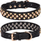 Spiked Dog Collar, Soft PU Leather Mushrooms Rivet Spike Studded Adjustable Pet Collars for Small Breeds (M, Black3)