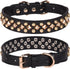 Spiked Dog Collar, Soft PU Leather Mushrooms Rivet Spike Studded Adjustable Pet Collars for Small Breeds (M, Black3)