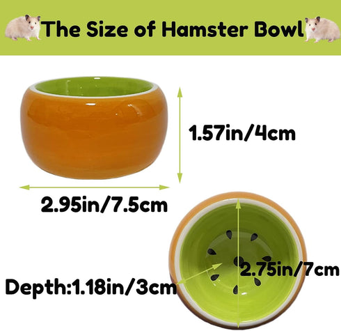 Ceramic Hamster Bowl, Small Animal Food Dish for Guinea Pig, Rabbit, Gerbil, Chinchilla, Hedgehog, Sugar Glider, Rat (2