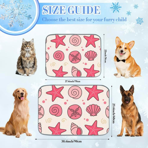 imiBBWQu Summer 27" 22" Dog Cooling Mat Conch Starfish Red Yellow Coliing Mat Washable Pet Ice Pad Dog Bed Pet Non-Slip