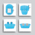 Hypeety Bird Bath with Mirror, Portable Bird Bathroom for Pet Parrots, Bathing Tub Accessories (Blue-Bird Bathtub)