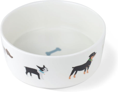 FRINGE STUDIO Happy Breeds Large Straight Bowl (475015) White by Fringe