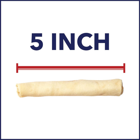 Pet Factory 100% Made in USA Beefhide 5" Chip Rolls Dog Chew Treats, Natural Flavor, 22 Count/1 Pack