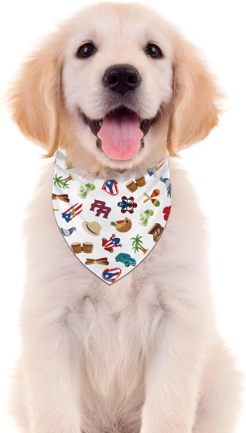 Puerto Rico Dog Bandana Puerto Rican Theme Patriotic Party Adjustable Triangle Bibs Dogs Scarf for Small Medium Large