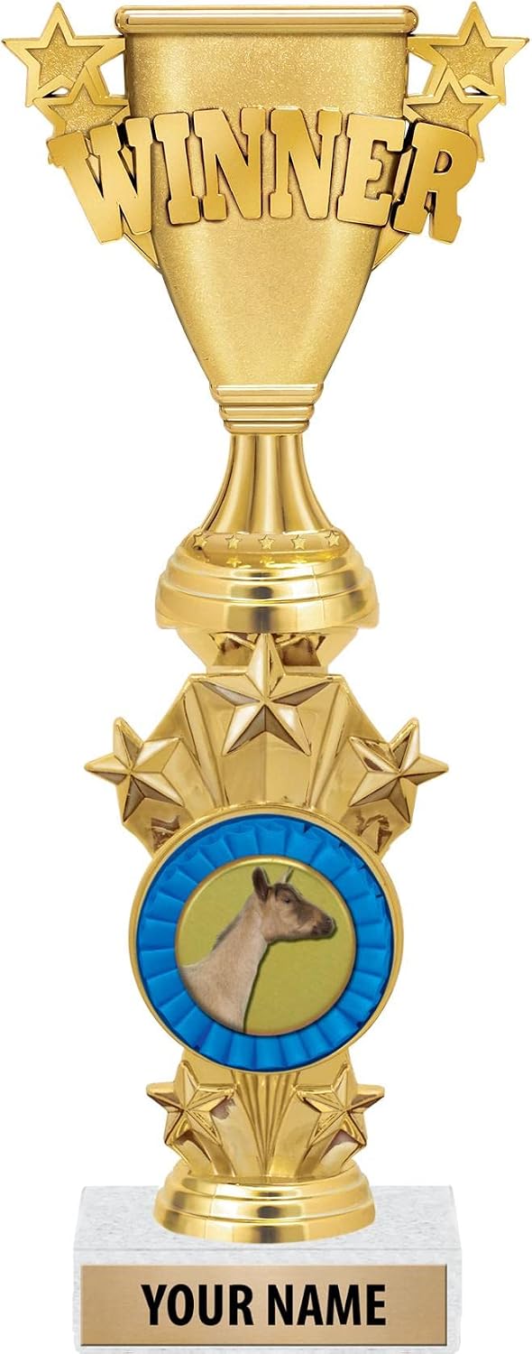 Crown Awards Personalized Winner Dairy Goat Trophies - 10.5" Gold Dairy Goat