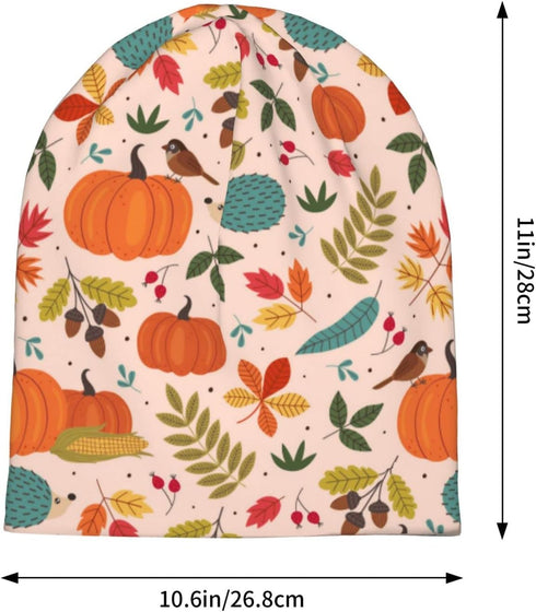 LAIPUTER Thanksgiving Beanie Standard Closed Chemo Hat, Knitted Baggy Slouchy Cap for Adults
