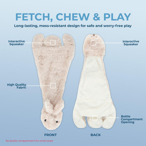 Best Pet Supplies 2-in-1 Stuffless Squeaky Dog Toys, Soft, Durable Fabric, No Stuffing, Hare, Medium