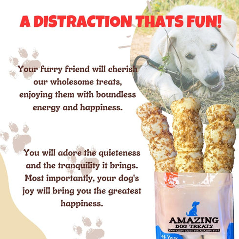 Amazing Dog Treats - Beef Cheek Rolls Mega Thick (Bully Dust Flavor, 10" - 6 Count) - Safe Rawhide Alternative