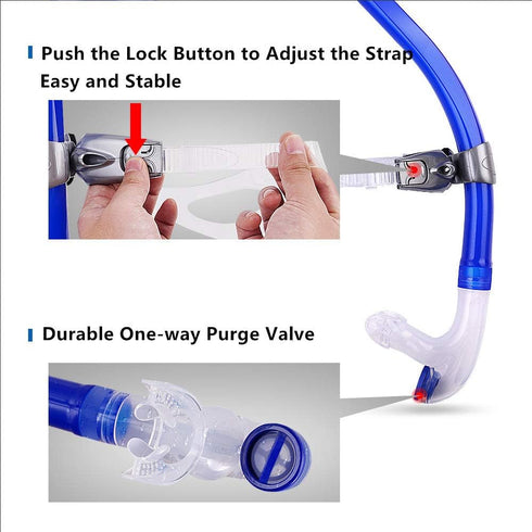Swim Snorkel for Lap Swimming, Adult Snorkeling Gear for Training in Pool and Open Water, Center Mount Silicone