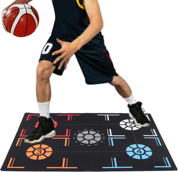Topyond Basketball Footstep Training Mat, Non Slip Silent Rubber, 76x106.7x0.2cm, Agility Dribble Trainer for All Ages
