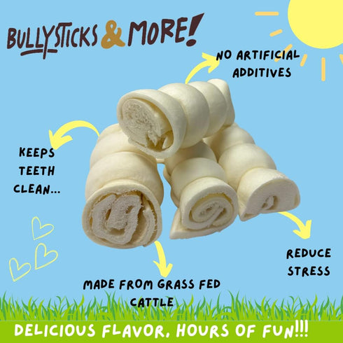 6 Inch (6" 3 Count) BULLYSTICKS & MORE Beef Cheek Rolls for Dogs Extra Thick - - Beef Cheek Bones for Dogs - Dog