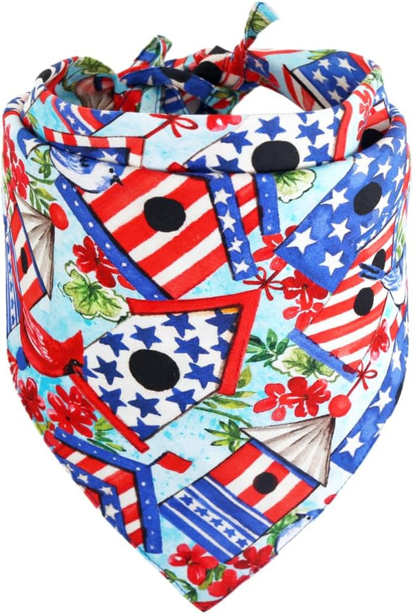 KZHAREEN American Flag Dog Bandana 7th of July Pet Clothes Patriotic Reversible Triangle