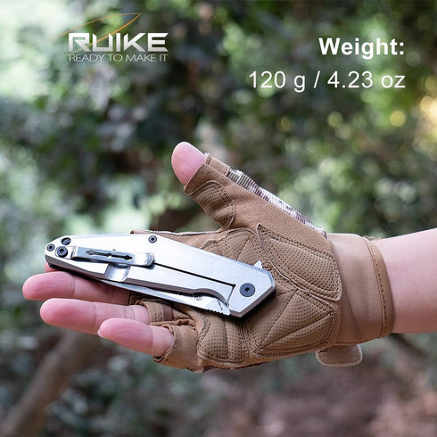 Ruike Folding Pocket Knife, Frame Lock, EDC Camping Tactical Small Belt Clip Fishing Hiking Gear Tool