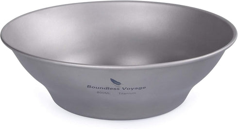 Ultralight Titanium Bowl Pan Plate Dish with Carry Bag - Boundless Voyage Cookware for Outdoor Camping (Ti15165B, 800ml
