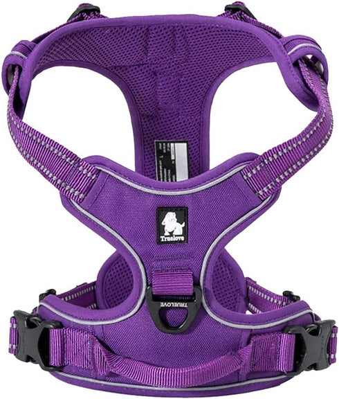 TRUE LOVE TLH5651 Adjustable No-Pull Dog Harness, Reflective Pup Vest, Comfortable Control, Brilliant Colors (Purple, L)