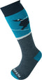 Kid's T1 Merino Ski Eco Sock, Eco-Friendly, Ultra Thick, Fully Cushioned, 2 Pack, Blue, Size Small