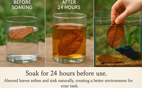 30g, (16+ Indian Almond Dried Leaves Premium Catappa Leaf Aquarium Water pH Tannin for Betta Fish, Shrimp Leaves)