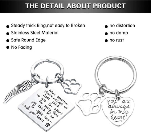 Oubaka Pet Memorial Keychain Gift, Remembrance Keychain for Pet Loss Sympathy