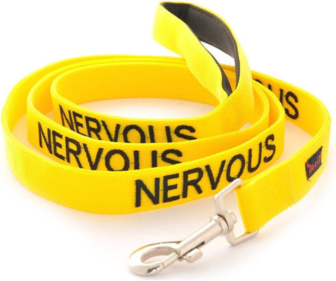 Dexil Limited Nervous Yellow Color Coded Padded Dog Leash, 2 4 6 Foot (Give Me Space)