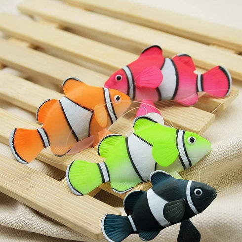 Mesee Aquarium Ornament Silicone Artificial Clownfish Set, Floating Glowing Fake Fish Saltwater Fishbowl Decoration Luminous Seafish Colorful Fish Tank Decor by Mesee