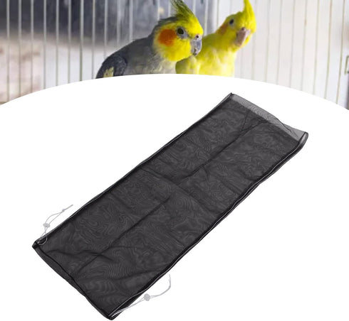 EVTSCAN Adjustable Birdcage Nylon Mesh Net, Dustproof Seed Catcher Guard Cover for Parrots, Parakeet, Macaw Cage