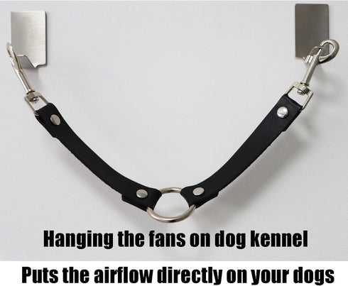 2Pcs Hanging Utility Straps for Dog Kennel Fan, Waterproof Ryobi P3320 Fan Holder with Swivel Spring Clips, Black