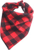 YAKA Pet Dog Bandana Triangle Bibs Scarf Set - Double-Cotton Plaid for Small and Medium Dogs, Red and Black