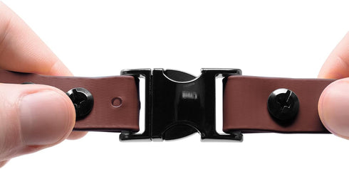 Educator Quick Snap Bungee Dog Collar, Biothane, Waterproof, Adjustable for Custom Fit, 1-Inch (Brown)