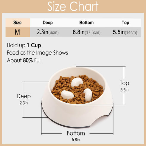 Super Design Slow Feeder Dog Bowl, 1 Cup, Nonslip, Heat-Resistant for Small to Medium Sized Dogs