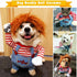 Dog Deadly Doll Costume - Pet Halloween Funny Chucky Cosplay Accessories with Wig & Knife, Christmas Party Cut Set for Puppy, Cat, Pug, Corgi, Shiba, L Size (F)