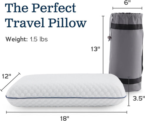 WEEKENDER Gel Memory Foam Camping Pillow - Travel Essentials for Neck Support, Compatible for Camping and Airplane