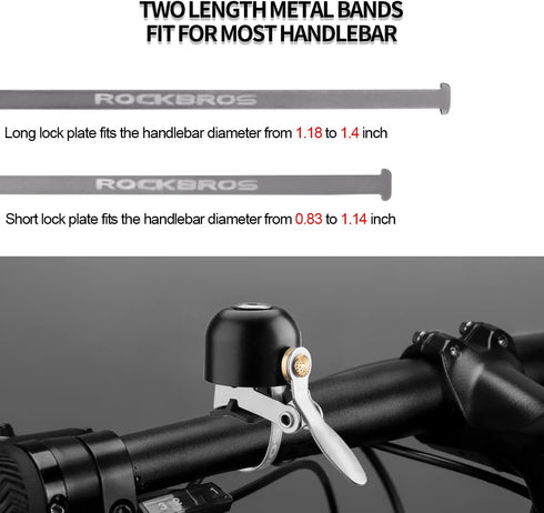 ROCKBROS Classic Bicycle Bell, Loud Sound Bike Ring Bell for Road Mountain Bike Handlebars