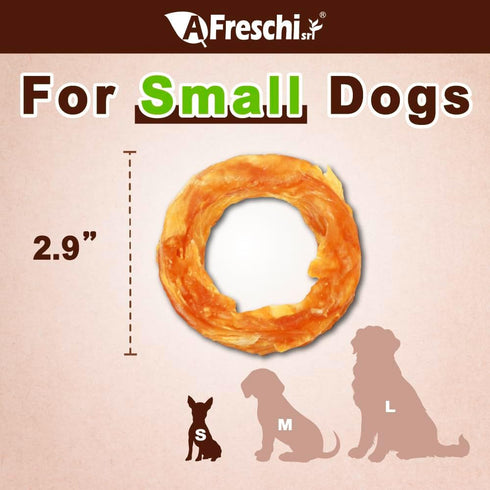 Afreschi Turkey Tendon for Dogs, All Natural Human Grade Puppy Chew, 4 Units/Pack Ring (Small)
