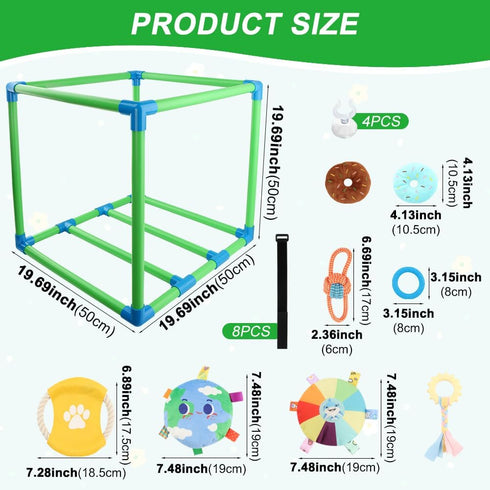 Mellisore 8 4 Puppies(Green,Size:19.7inch) Puppy Play Gym with Hanging Interactive Toys & Suction Cups, Adjustable PVC