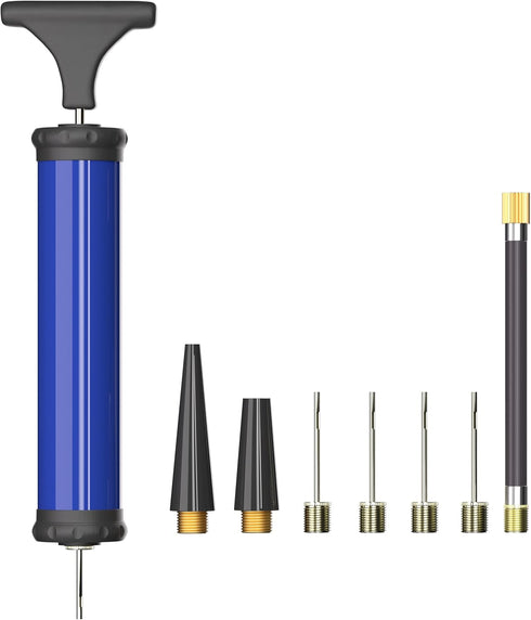 Portable Ball Pump - Air Pump with 4 Needles, 2 Nozzles, 1 Extension Hose for Basketball, Football, Volleyball