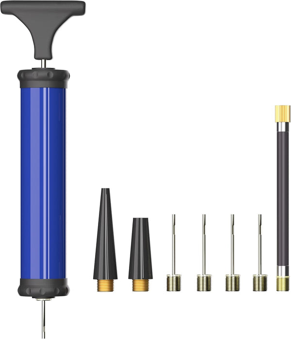 Portable Ball Pump - Air Pump with 4 Needles, 2 Nozzles, 1 Extension Hose for Basketball, Football, Volleyball