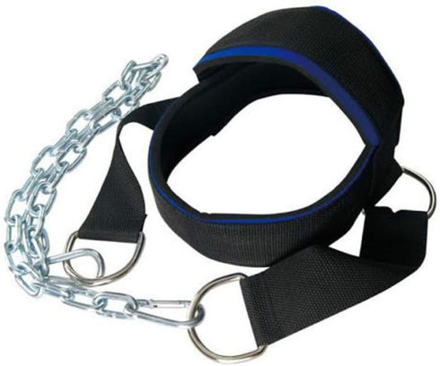 Padded Neck Training Head Harness with Chain for Weight Lifting Chin & Neck Exerciser