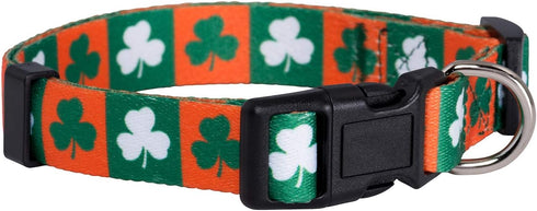 Native Pup St Patricks Dog Collar - Adjustable Green Shamrock Pet Collars for Small, Medium, Large Breeds