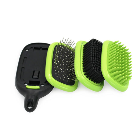 H&H Pets Multi-Functional Detachable Head Grooming Brush Kit for Dogs & Cats - Bath Massage Brush, Pin Slicker Brush, and Bristle Brush in One Kit, Dog Brush Set, Hair Brush, Dog Supplies 3 in 1 Brush