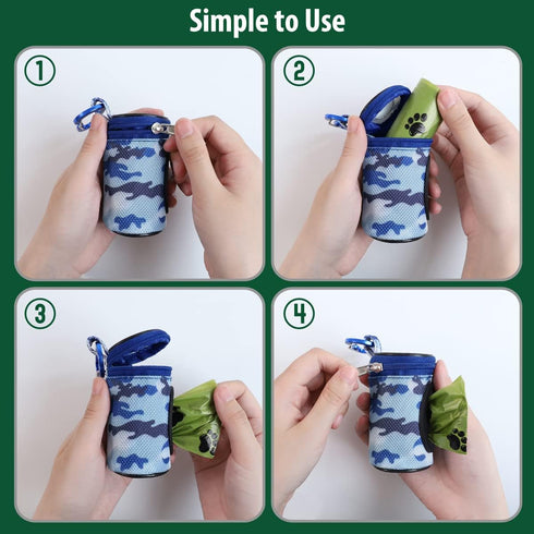 1680D 1 FURHAB Dog Poop Bag Holder for Leash Doggie Waste Bag Dispenser Puppy Potty Carrier Small Doggy Zipper Pouch