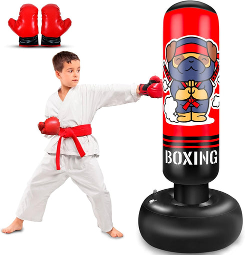 SHZYGQ Inflatable Punching Bag for Kids, 65 Inch Kids Punching Bag with Gloves