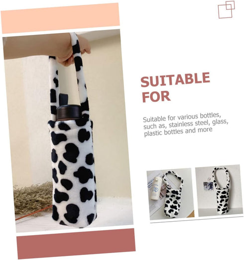 Happyyami Cow Print Portable Water Bottle Sleeve Insulated Water Bottle Carrier Bag Lightweight Handheld Cover