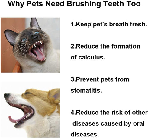 Extra Soft Small Dog Toothbrush Kit, Cat Dental Toothbrush Silicone, 2 Pack Easy to Handle Teeth Cleaning Head