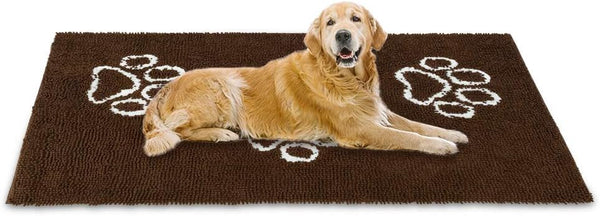 EXPAWLORER Dog Rug for Muddy Paws, Super Absorbent Microfiber Mat, Anti-Slip, Machine Washable, Brown